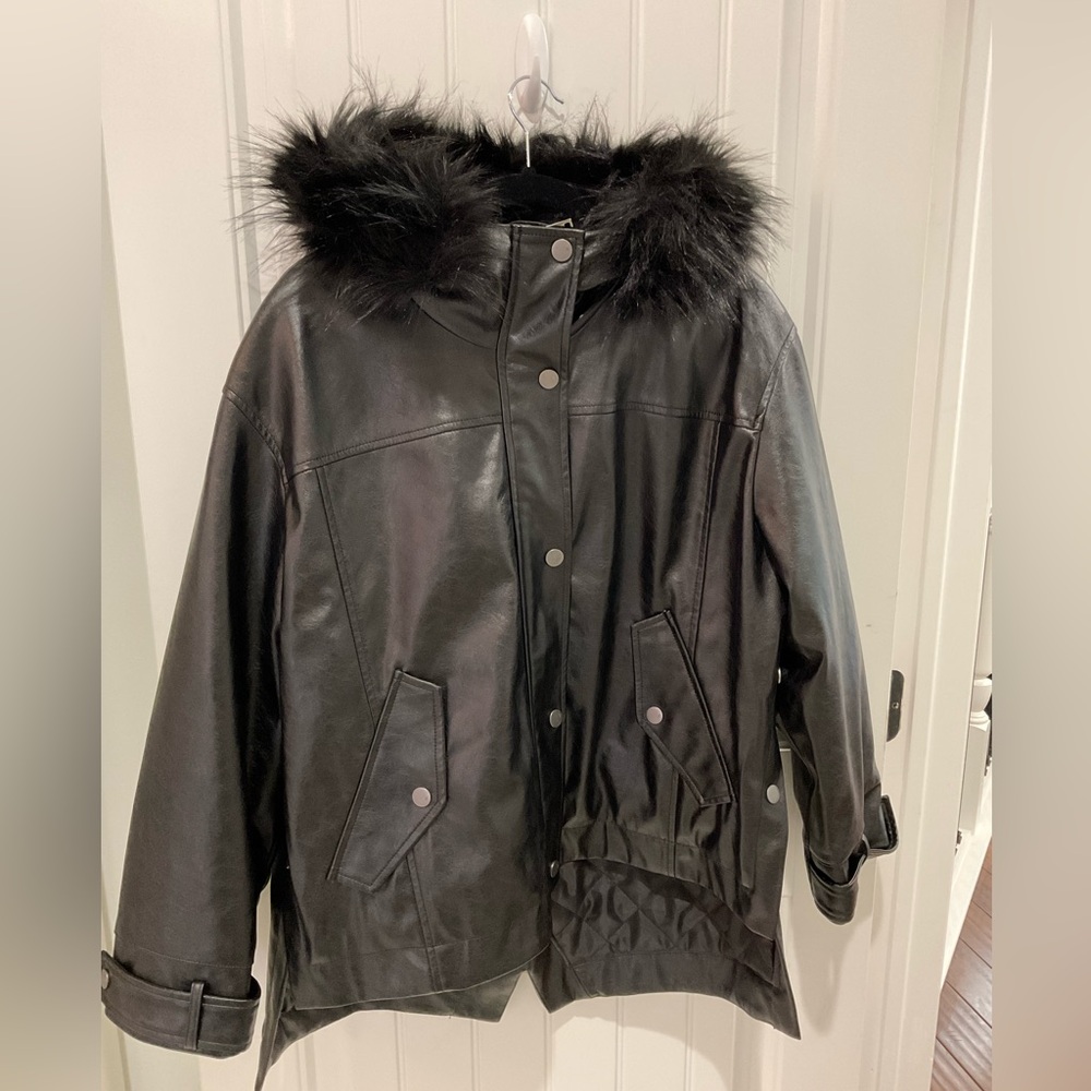 Pilcro Black Faux Fur Hooded Jacket - Picture 2 of 12